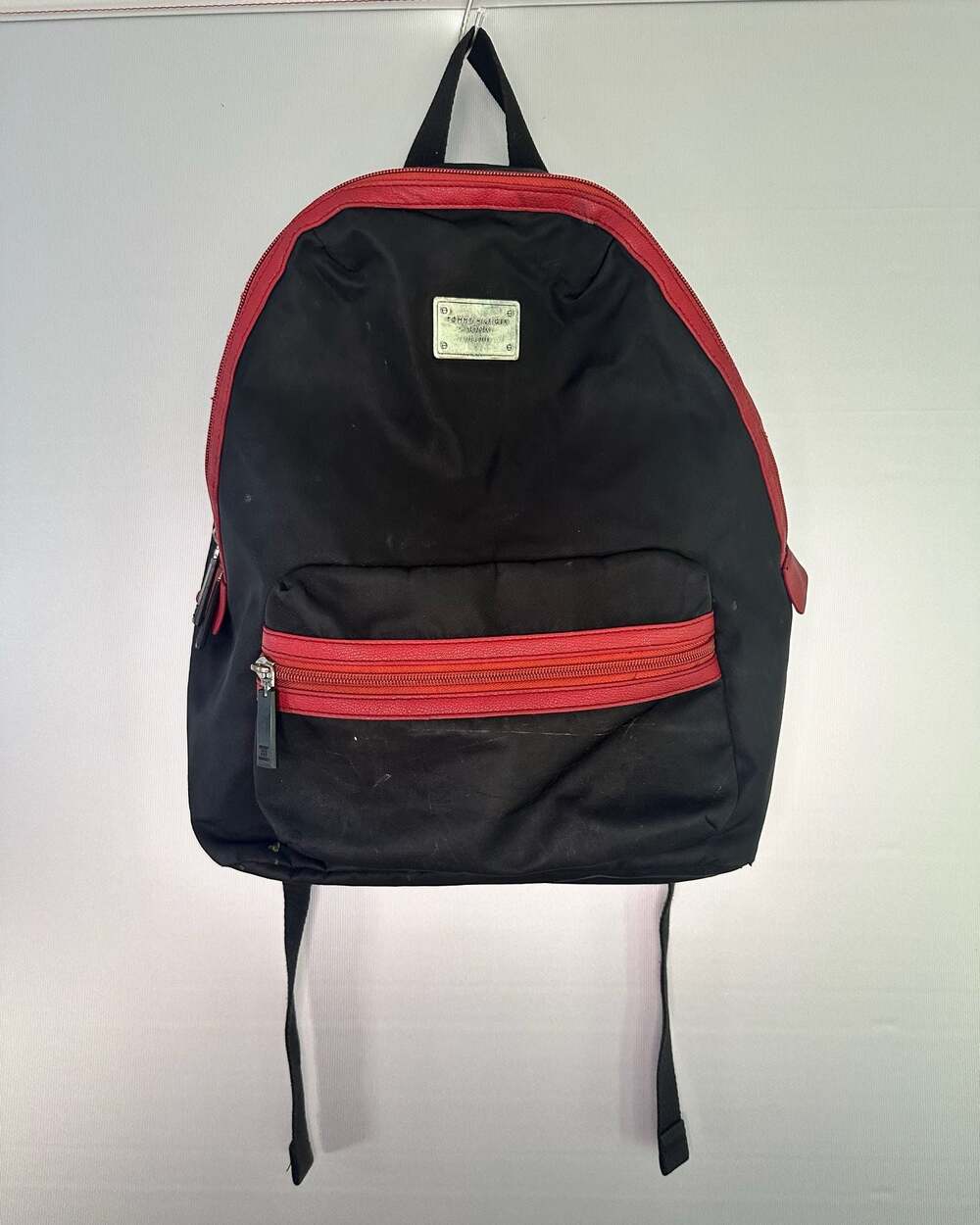 Tommy Hilfiger Black and Red Nylon Backpack
